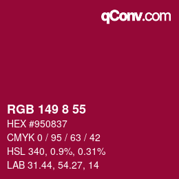 Color code: RGB 149 8 55 | qconv.com