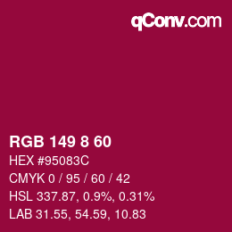 Color code: RGB 149 8 60 | qconv.com