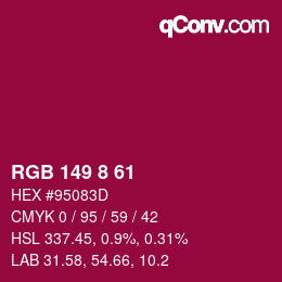 カラーコード: RGB 149 8 61 | qconv.com