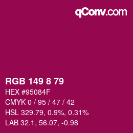 カラーコード: RGB 149 8 79 | qconv.com