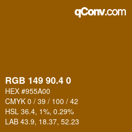 カラーコード: RGB 149 90.4 0 | qconv.com