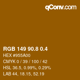 カラーコード: RGB 149 90.8 0.4 | qconv.com