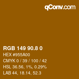 カラーコード: RGB 149 90.8 0 | qconv.com