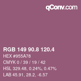 カラーコード: RGB 149 90.8 120.4 | qconv.com