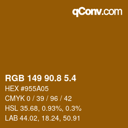 カラーコード: RGB 149 90.8 5.4 | qconv.com
