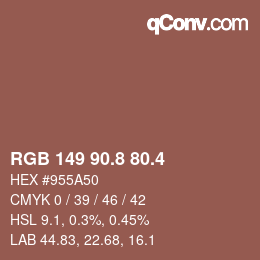 カラーコード: RGB 149 90.8 80.4 | qconv.com