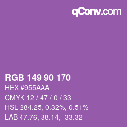 カラーコード: RGB 149 90 170 | qconv.com