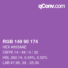 Color code: RGB 149 90 174 | qconv.com