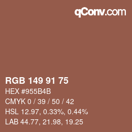 カラーコード: RGB 149 91 75 | qconv.com