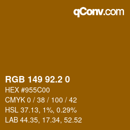 カラーコード: RGB 149 92.2 0 | qconv.com