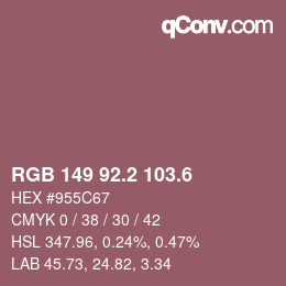 カラーコード: RGB 149 92.2 103.6 | qconv.com