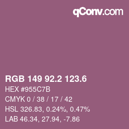 カラーコード: RGB 149 92.2 123.6 | qconv.com