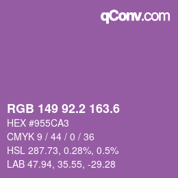 カラーコード: RGB 149 92.2 163.6 | qconv.com