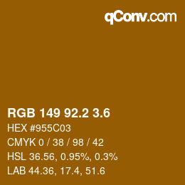 カラーコード: RGB 149 92.2 3.6 | qconv.com