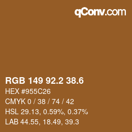 カラーコード: RGB 149 92.2 38.6 | qconv.com
