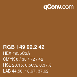 カラーコード: RGB 149 92.2 42 | qconv.com