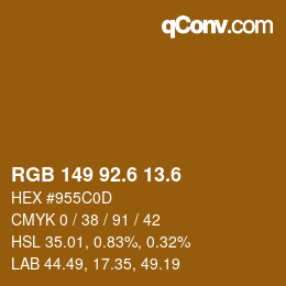 カラーコード: RGB 149 92.6 13.6 | qconv.com