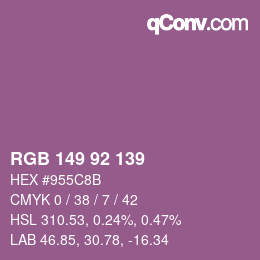 颜色代码: RGB 149 92 139 | qconv.com