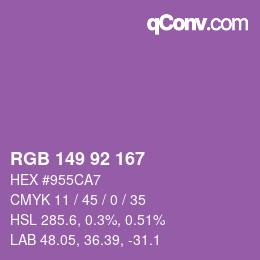 颜色代码: RGB 149 92 167 | qconv.com