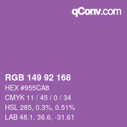 颜色代码: RGB 149 92 168 | qconv.com