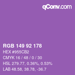 カラーコード: RGB 149 92 178 | qconv.com
