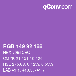 カラーコード: RGB 149 92 188 | qconv.com