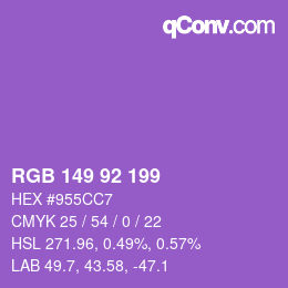 颜色代码: RGB 149 92 199 | qconv.com