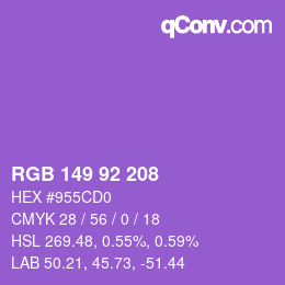 カラーコード: RGB 149 92 208 | qconv.com