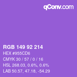 カラーコード: RGB 149 92 214 | qconv.com