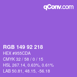 カラーコード: RGB 149 92 218 | qconv.com