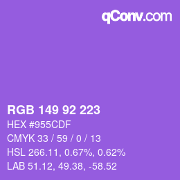 カラーコード: RGB 149 92 223 | qconv.com