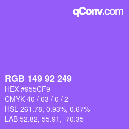 カラーコード: RGB 149 92 249 | qconv.com