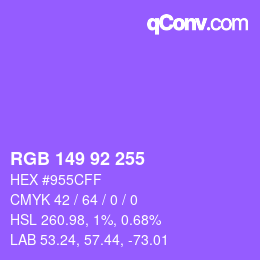 カラーコード: RGB 149 92 255 | qconv.com