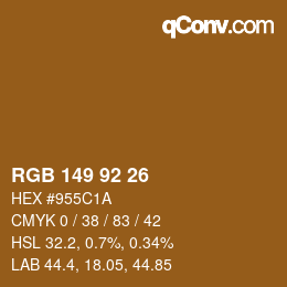 Color code: RGB 149 92 26 | qconv.com