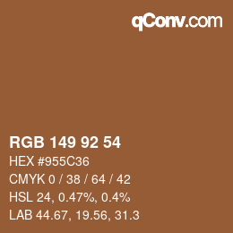 カラーコード: RGB 149 92 54 | qconv.com