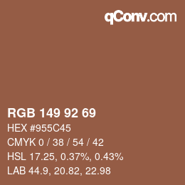 カラーコード: RGB 149 92 69 | qconv.com