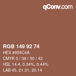 カラーコード: RGB 149 92 74 | qconv.com
