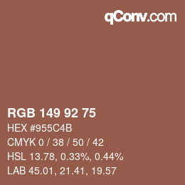 カラーコード: RGB 149 92 75 | qconv.com