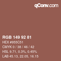 颜色代码: RGB 149 92 81 | qconv.com