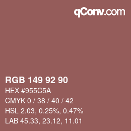 Color code: RGB 149 92 90 | qconv.com