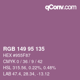 Código de color: RGB 149 95 135 | qconv.com