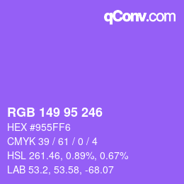 Color code: RGB 149 95 246 | qconv.com