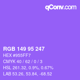 カラーコード: RGB 149 95 247 | qconv.com