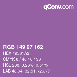 Color code: RGB 149 97 162 | qconv.com