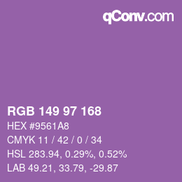 Color code: RGB 149 97 168 | qconv.com