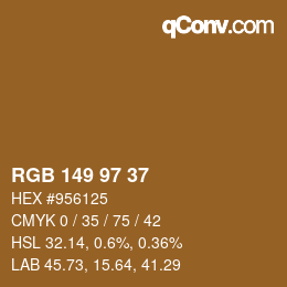 Color code: RGB 149 97 37 | qconv.com