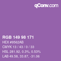 Color code: RGB 149 98 171 | qconv.com