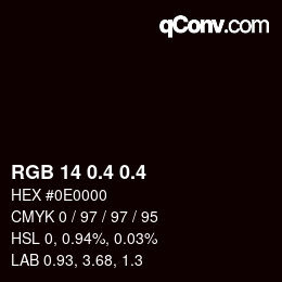 カラーコード: RGB 14 0.4 0.4 | qconv.com