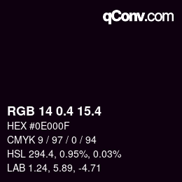 カラーコード: RGB 14 0.4 15.4 | qconv.com