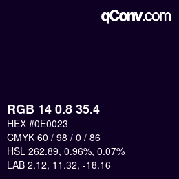 カラーコード: RGB 14 0.8 35.4 | qconv.com